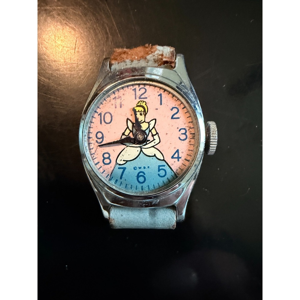 Vintage US Time Disney Cinderella Mechanical Watch Head Case For Parts / Repair